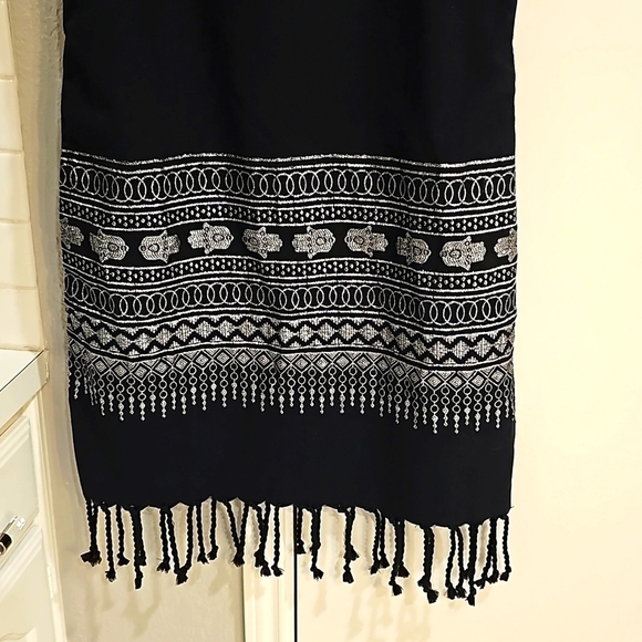 Vintage Rare Ornate Hamsa Metallic Thread Black Tunic Dress Small/Med - Picture 4 of 17